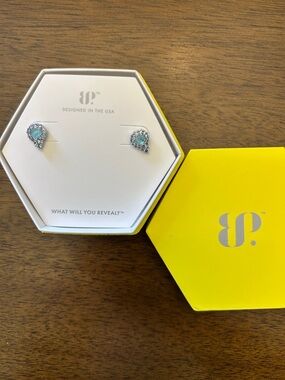 Bomb Party OG earring Silver Teardrop Earring with Aquamarine